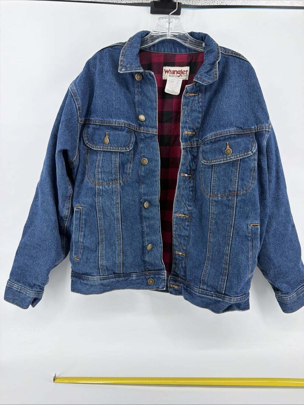 Wrangler Denim Jacket Mens Large Rugged Wear Flannel Lined Coat RJK32AN sz L
